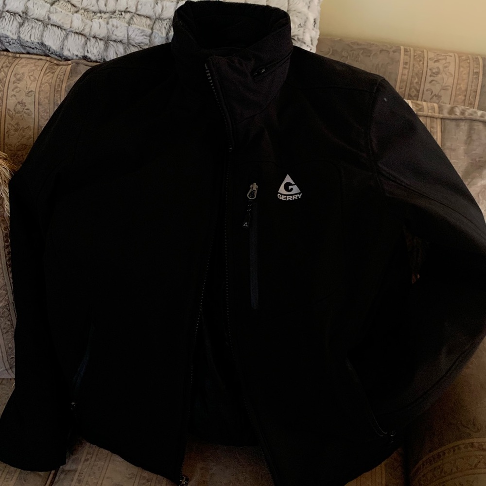 Black winter coat Med. two piece, soft shell and outer shell. like new. - Picture 3 of 6